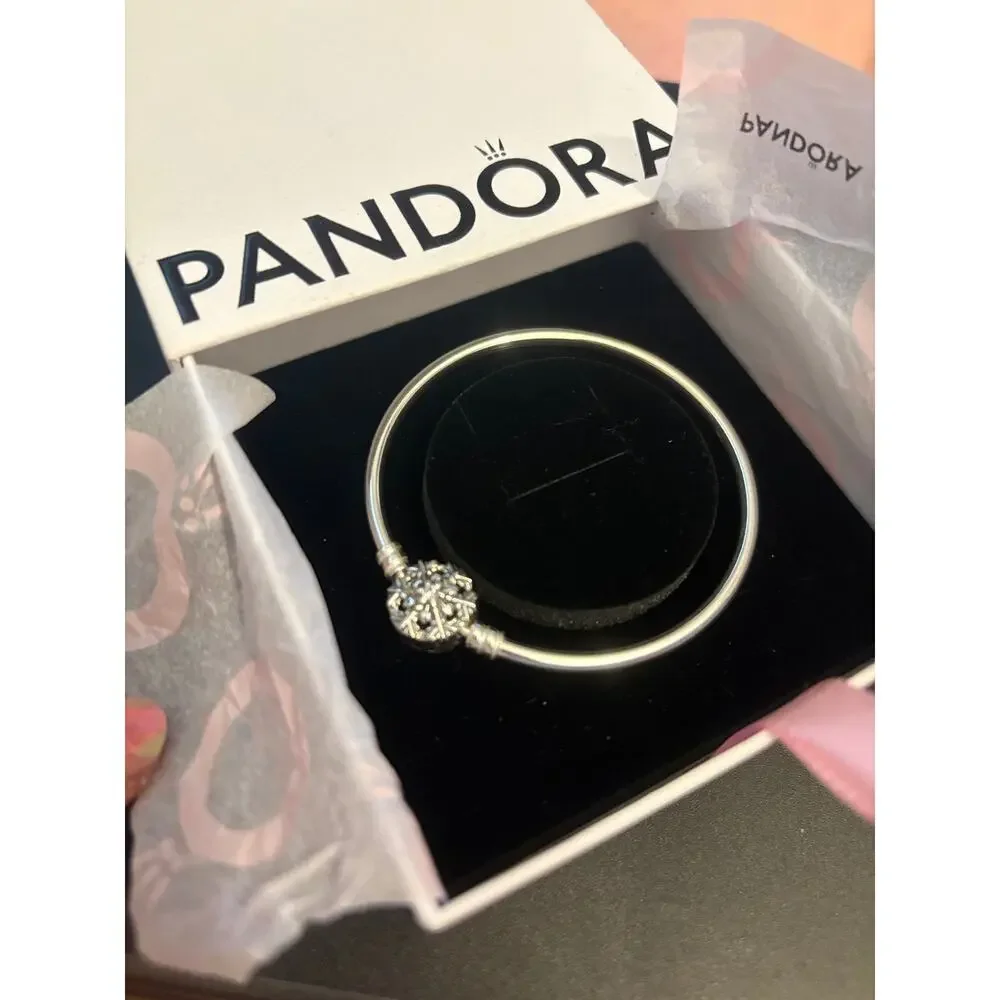 Pandora 925 ALE Charm Bracelet with Box Sterling Silver Sz 6.25